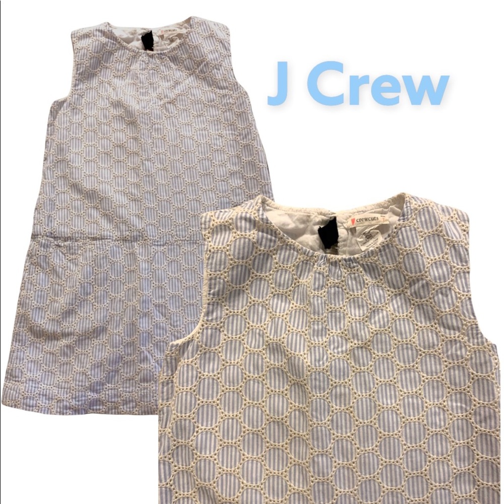 J Crew Summer Dress lacy stitching seersucker